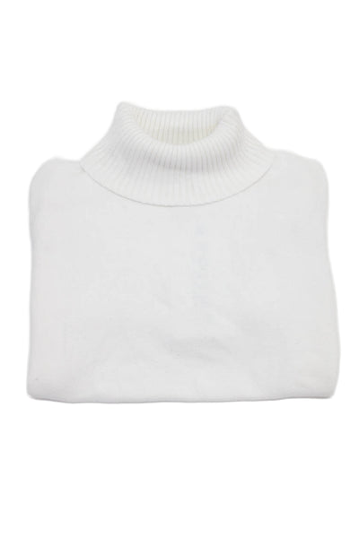 Mayoral Girls Long Sleeve Turtleneck Rib Knit Top White Size 7