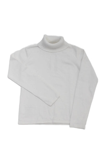 Mayoral Girls Long Sleeve Turtleneck Rib Knit Top White Size 7