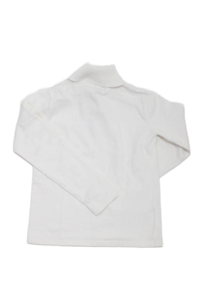 Mayoral Girls Long Sleeve Turtleneck Rib Knit Top White Size 7