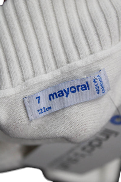 Mayoral Girls Long Sleeve Turtleneck Rib Knit Top White Size 7