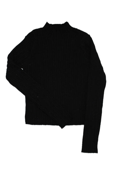Zara Girls Long Sleeve High Neck Knit Ribbed Top Black Size 8-9Y
