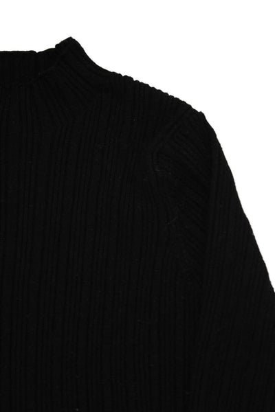 Zara Girls Long Sleeve High Neck Knit Ribbed Top Black Size 8-9Y