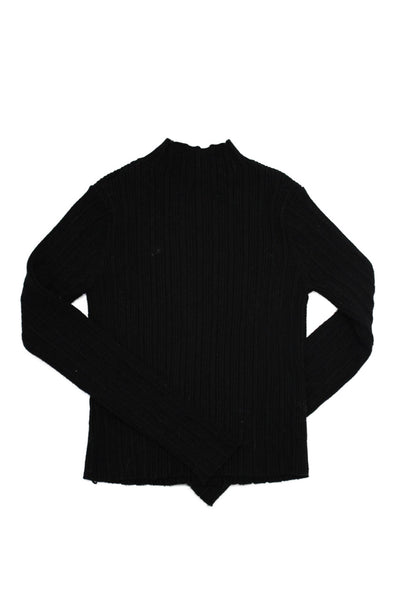 Zara Girls Long Sleeve High Neck Knit Ribbed Top Black Size 8-9Y