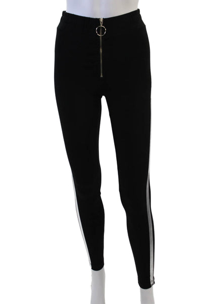 Wildfox Womens Cotton Silver Stripe O-Ring Detail Leggings Black Size XS