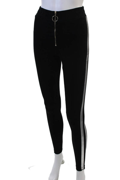 Wildfox Womens Cotton Silver Stripe O-Ring Detail Leggings Black Size XS
