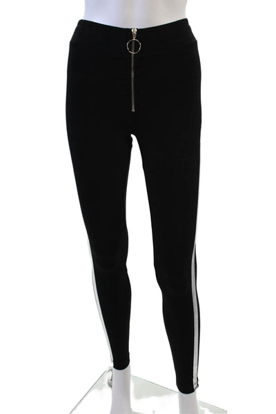 Wildfox Womens Cotton Silver Stripe O-Ring Detail Leggings Black Size L