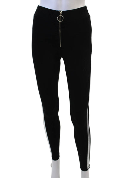 Wildfox Womens Cotton Silver Stripe O-Ring Detail Leggings Black Size S