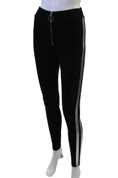 Wildfox Womens Cotton Silver Stripe O-Ring Detail Leggings Black Size S