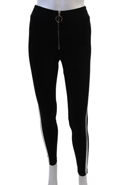 Wildfox Womens Cotton Silver Stripe O-Ring Detail Leggings Black Size XL