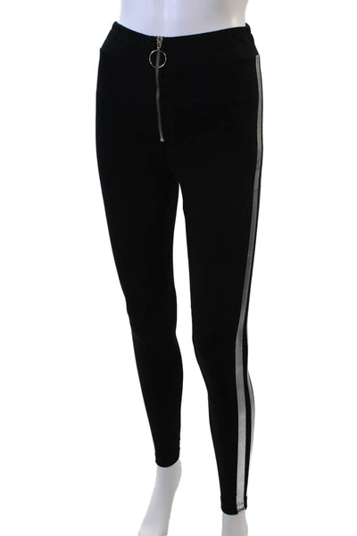 Wildfox Womens Cotton Silver Stripe O-Ring Detail Leggings Black Size XL