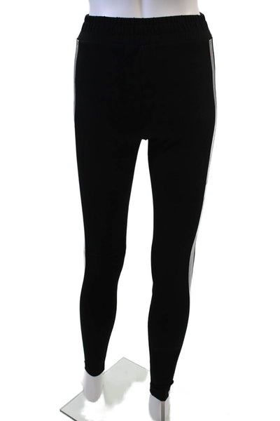 Wildfox Womens Cotton Silver Stripe O-Ring Detail Leggings Black Size XL