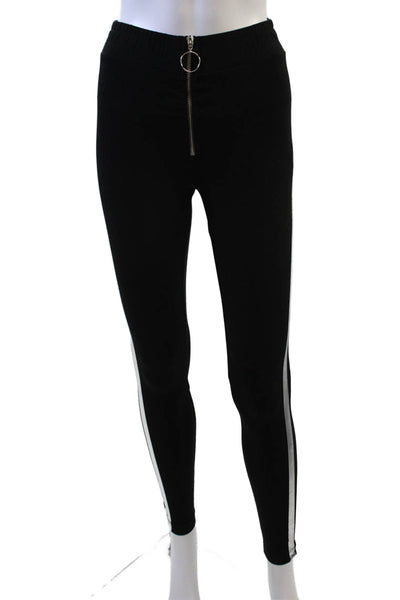 Wildfox Womens Cotton Silver Stripe O-Ring Detail Leggings Black Size M