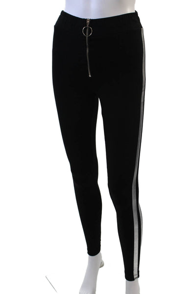 Wildfox Womens Cotton Silver Stripe O-Ring Detail Leggings Black Size M