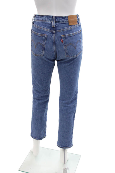 Levis Womens Ankle Straight Jeans Blue Mid Rise Button Size 25