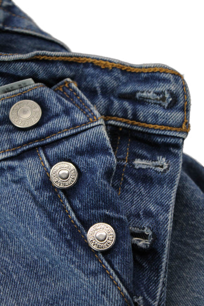 Levis Womens Ankle Straight Jeans Blue Mid Rise Button Size 25
