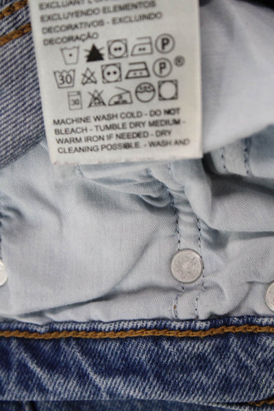 Levis Womens Ankle Straight Jeans Blue Mid Rise Button Size 25