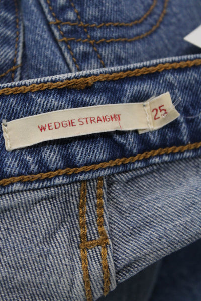 Levis Womens Ankle Straight Jeans Blue Mid Rise Button Size 25