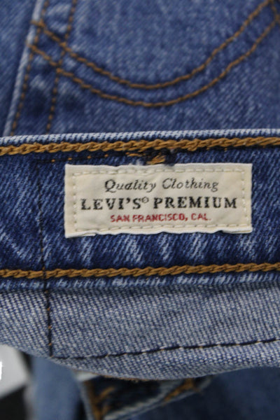 Levis Womens Ankle Straight Jeans Blue Mid Rise Button Size 25