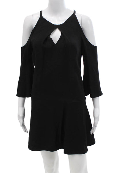 Ramy Brook, Women Fit & Flare Mini Black Dress 3/4 Sleeve Zip Size 00