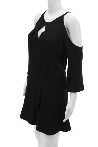 Ramy Brook, Women Fit & Flare Mini Black Dress 3/4 Sleeve Zip Size 00
