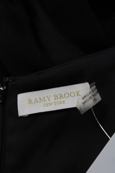 Ramy Brook, Women Fit & Flare Mini Black Dress 3/4 Sleeve Zip Size 00