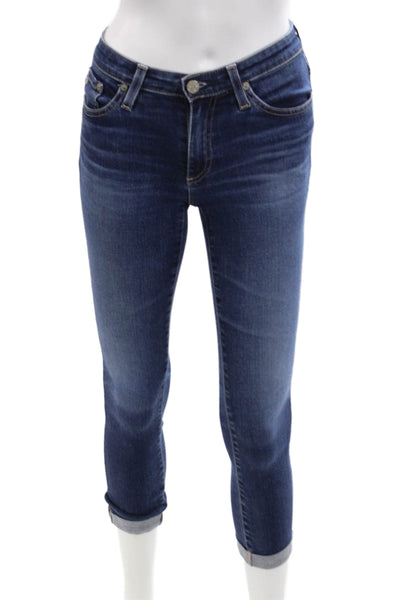 AG Adriano Goldschmied Women Ankle Skinny Cropped Jeans Dark Blue Size 24