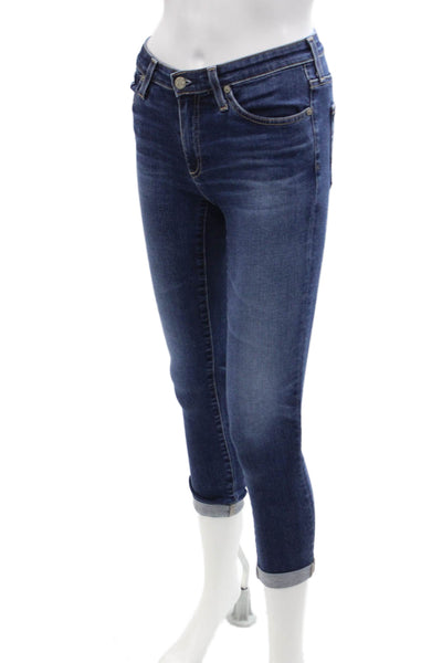 AG Adriano Goldschmied Women Ankle Skinny Cropped Jeans Dark Blue Size 24