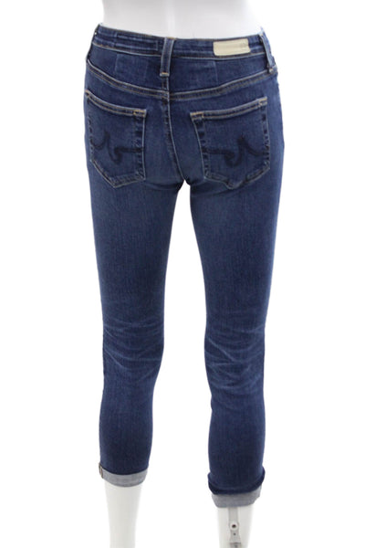 AG Adriano Goldschmied Women Ankle Skinny Cropped Jeans Dark Blue Size 24