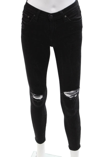 AG-ED Denim Womens Ankle Skinny Jeans Black Mid Rise Size 24