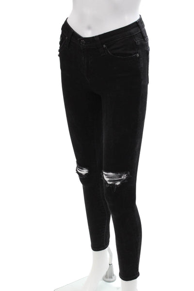 AG-ED Denim Womens Ankle Skinny Jeans Black Mid Rise Size 24