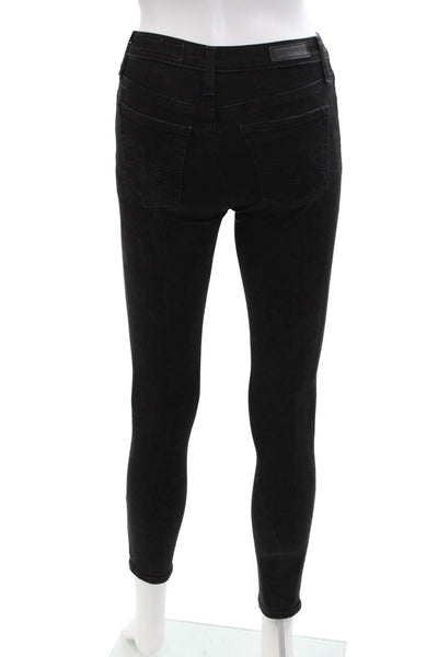 AG-ED Denim Womens Ankle Skinny Jeans Black Mid Rise Size 24