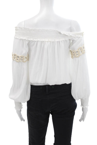 Ramy Brook Womens Bohemian White Long Sleeve Blouse Size 2XS