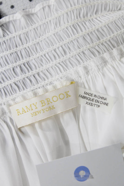 Ramy Brook Womens Bohemian White Long Sleeve Blouse Size 2XS
