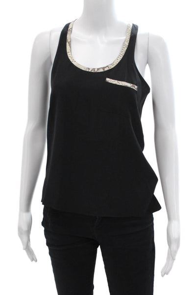 Parker Womens Silk Camisole Sleeveless Black Round Neck Size XS