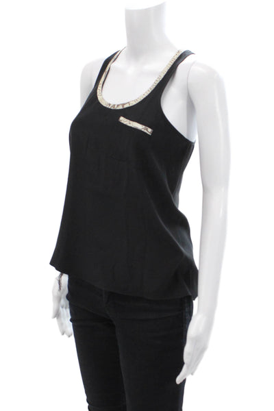 Parker Womens Silk Camisole Sleeveless Black Round Neck Size XS