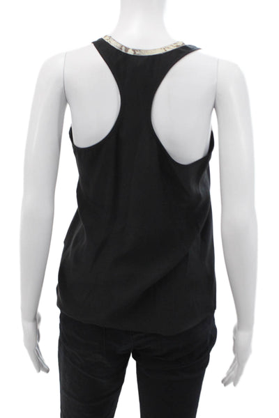 Parker Womens Silk Camisole Sleeveless Black Round Neck Size XS