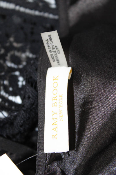 Ramy Brook Women Black V-Neck Sleeveless Bohemian Tank Petites Size XS