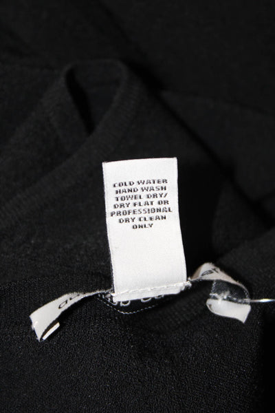 Autumn Cashmere Women Black Off-Shoulder Crew Neck Long Sleeve Top Size S