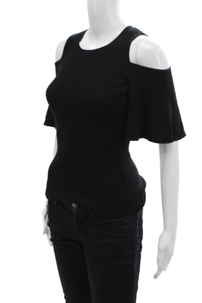 Cotton By Autumn Cashmere Womens Black Off-Shoulder Top Crew Neck Size XS
