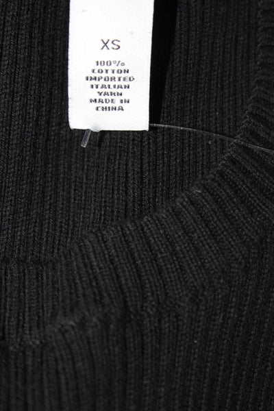 Cotton By Autumn Cashmere Womens Black Off-Shoulder Top Crew Neck Size XS