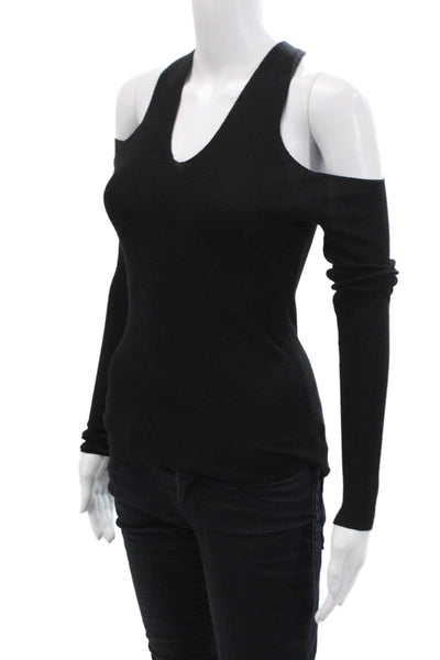 Theory Women Pullover Sweater Black Merino Wool Mock Neck Long Sleeve Size PS
