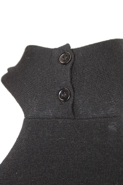 Theory Women Pullover Sweater Black Merino Wool Mock Neck Long Sleeve Size PS