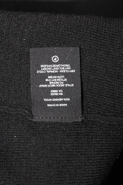Theory Women Pullover Sweater Black Merino Wool Mock Neck Long Sleeve Size PS