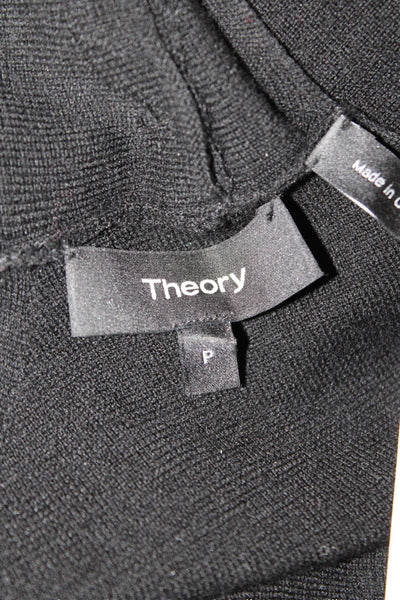 Theory Women Pullover Sweater Black Merino Wool Mock Neck Long Sleeve Size PS