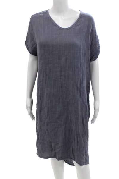 Designer Womens Dark Gray Shift T-Shirt Dress Short Sleeve Size S
