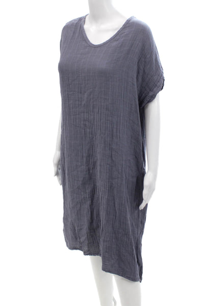 Designer Womens Dark Gray Shift T-Shirt Dress Short Sleeve Size S