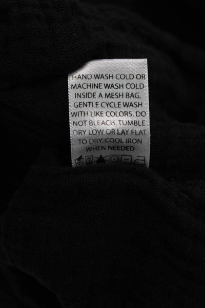 Designer Womens Short Sleeve V-Neck Shift Dress Black 100% Cotton Size S