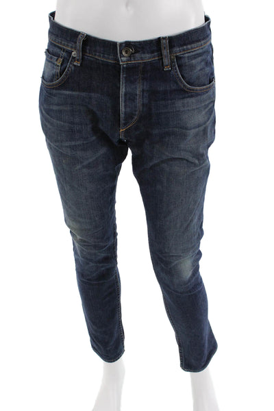 Rag & Bone, Mens Skinny Tapered Jeans Dark Blue Button Size 31