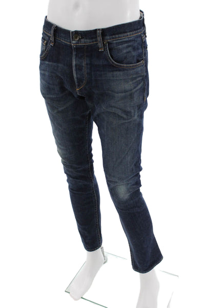 Rag & Bone, Mens Skinny Tapered Jeans Dark Blue Button Size 31