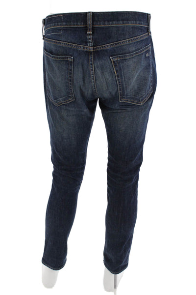 Rag & Bone, Mens Skinny Tapered Jeans Dark Blue Button Size 31